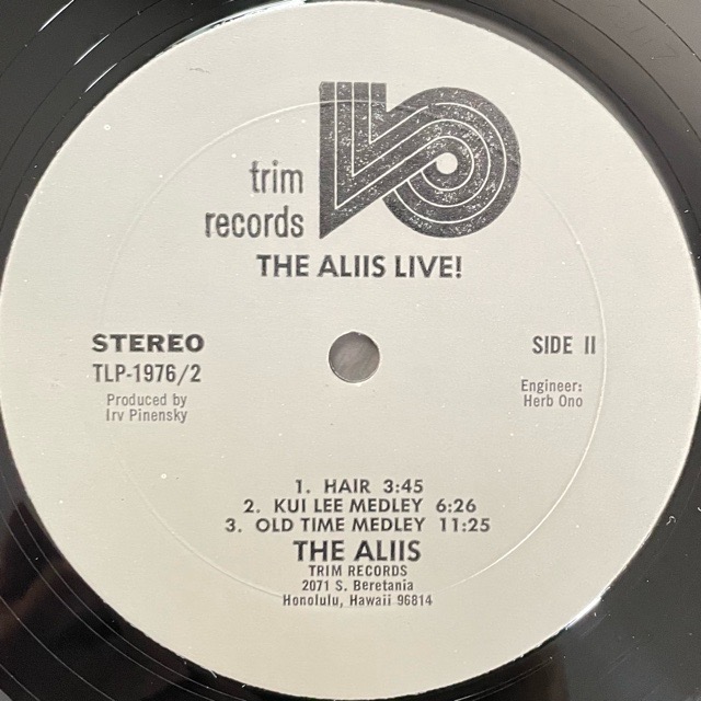 The Aliis｜The Aliis Live (LP)｜レコード通販｜vivrantdiscstore