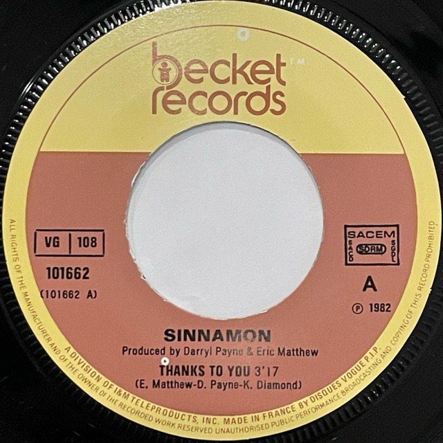 Sinnamon｜Thanks To You (7)｜レコード通販｜vivrantdiscstore